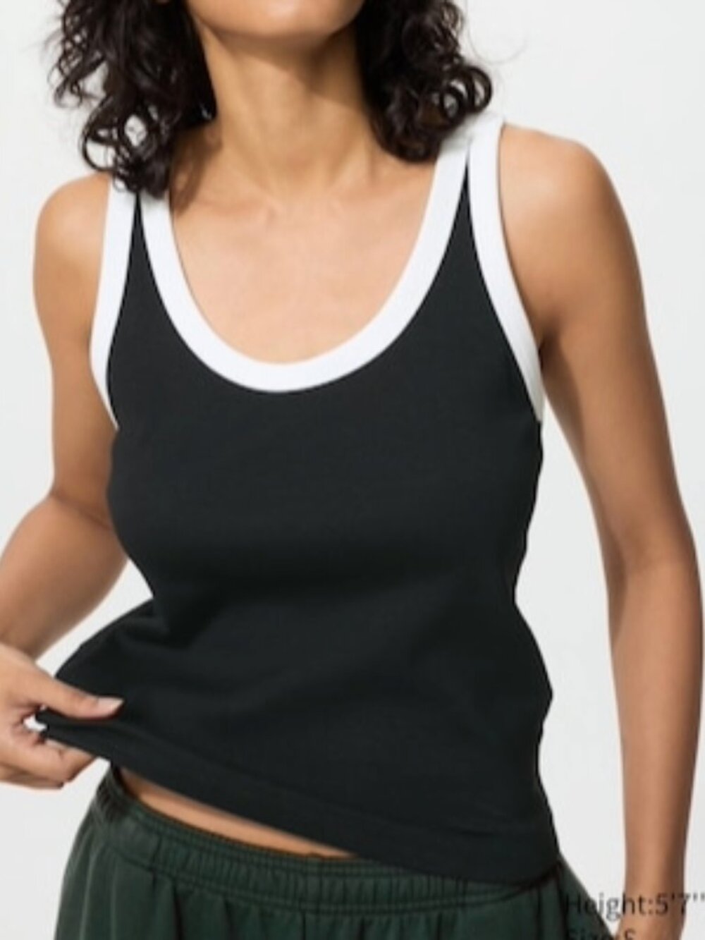 Uniqlo Black and White Contrast Trim Ribbed Tank